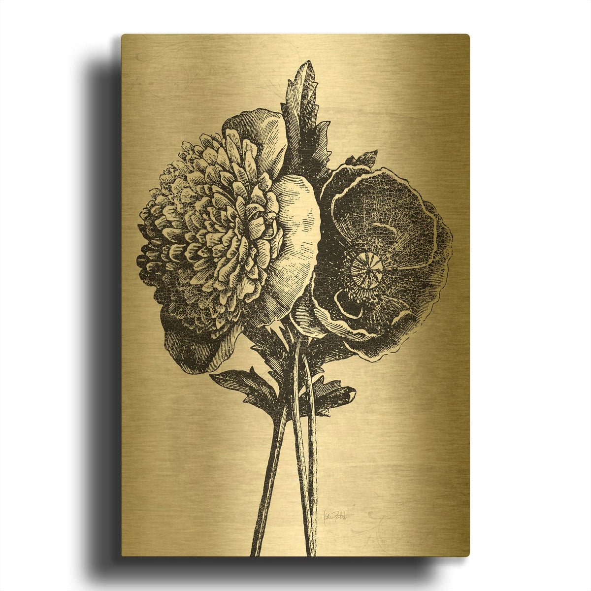 'Spa Botanical 3 Bw C' By Katie Pertiet Gold Metal Wall Art
