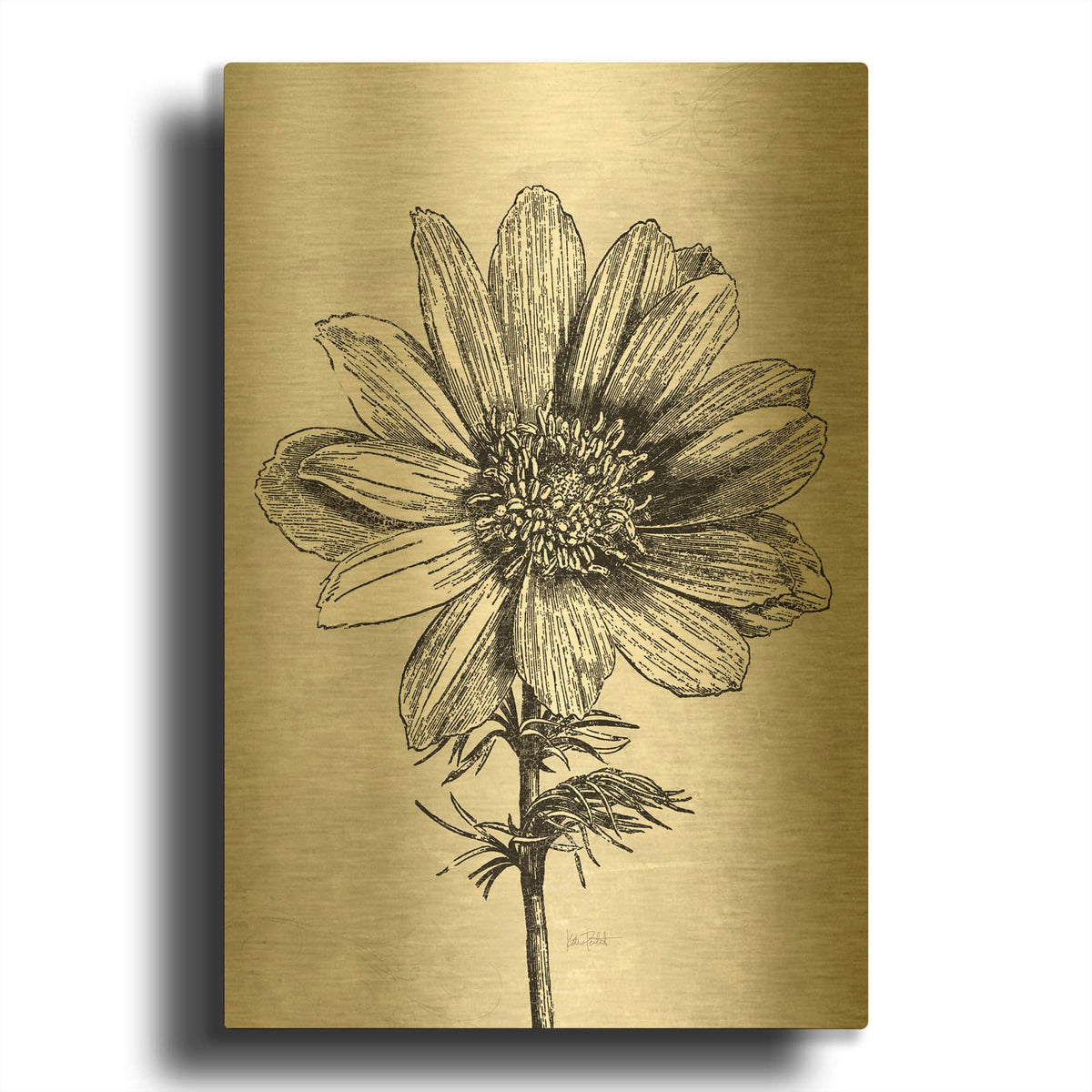 'Spa Botanical 4 Bw C' By Katie Pertiet Gold Metal Wall Art