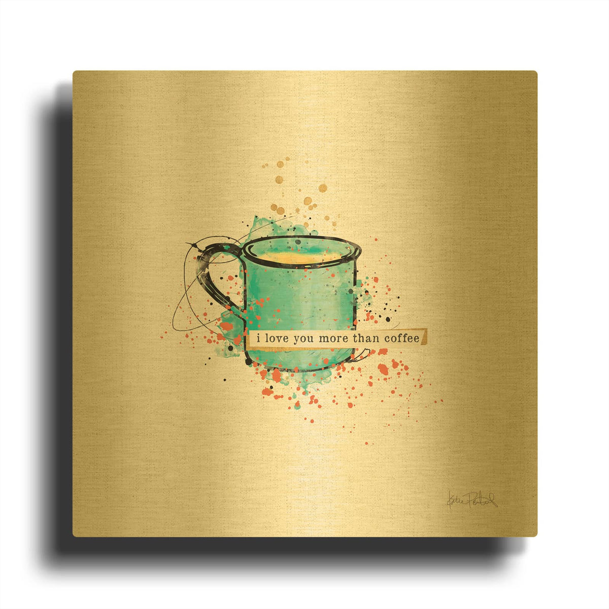 'Thoughtful Perk 3' By Katie Pertiet Gold Metal Wall Art