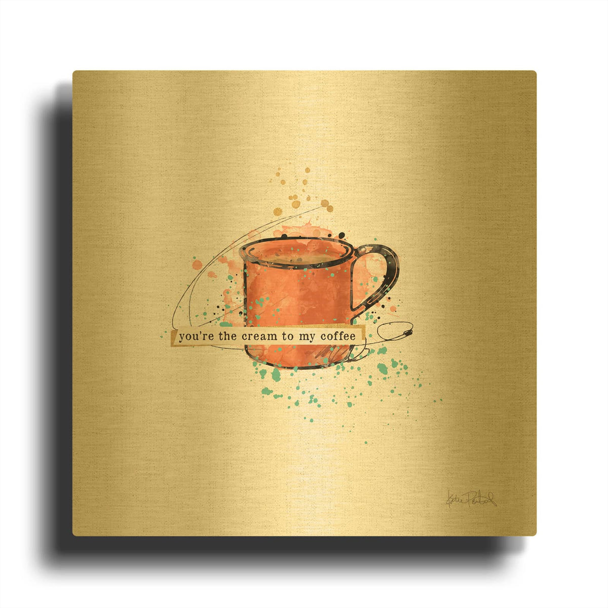 'Thoughtful Perk 4' By Katie Pertiet Gold Metal Wall Art