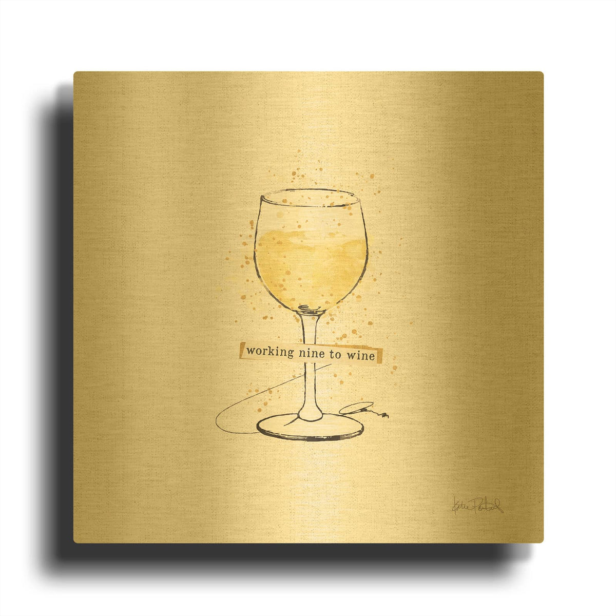 'Thoughtful Vines 4' By Katie Pertiet Gold Metal Wall Art