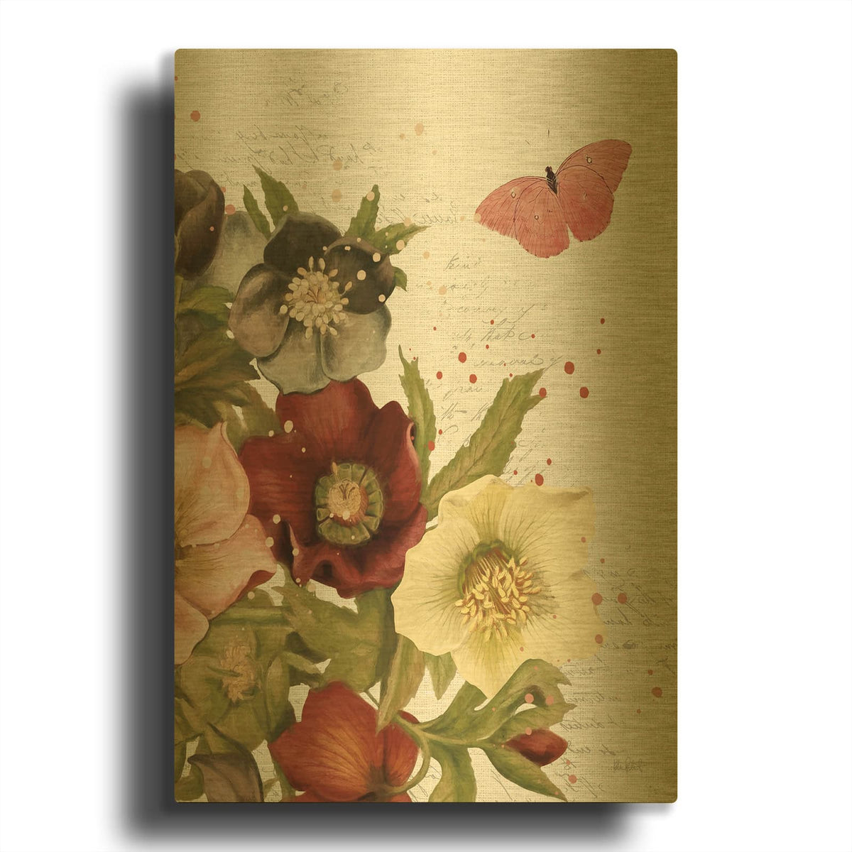 'Vintage Petals 3 C' By Katie Pertiet Gold Metal Wall Art