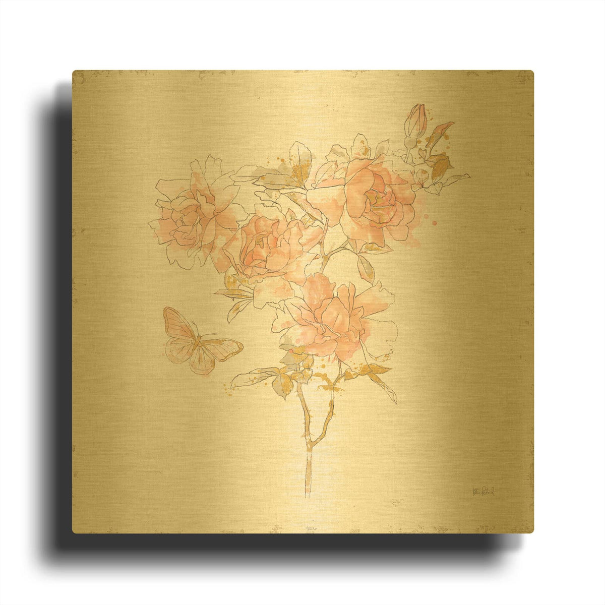'Watery Blooms 7' By Katie Pertiet Gold Metal Wall Art