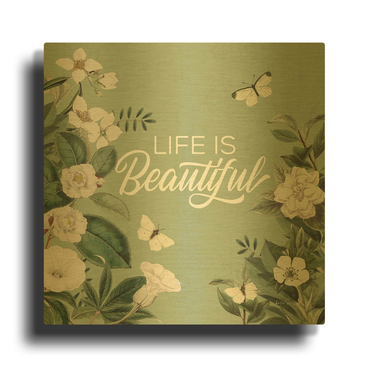 'Weathered Garden 3' By Katie Pertiet Gold Metal Wall Art