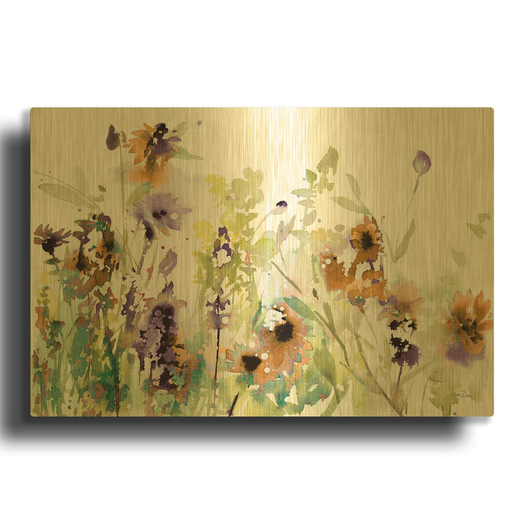 'Autumn Meadow Flowers' By Katrina Pete Gold Metal Wall Art