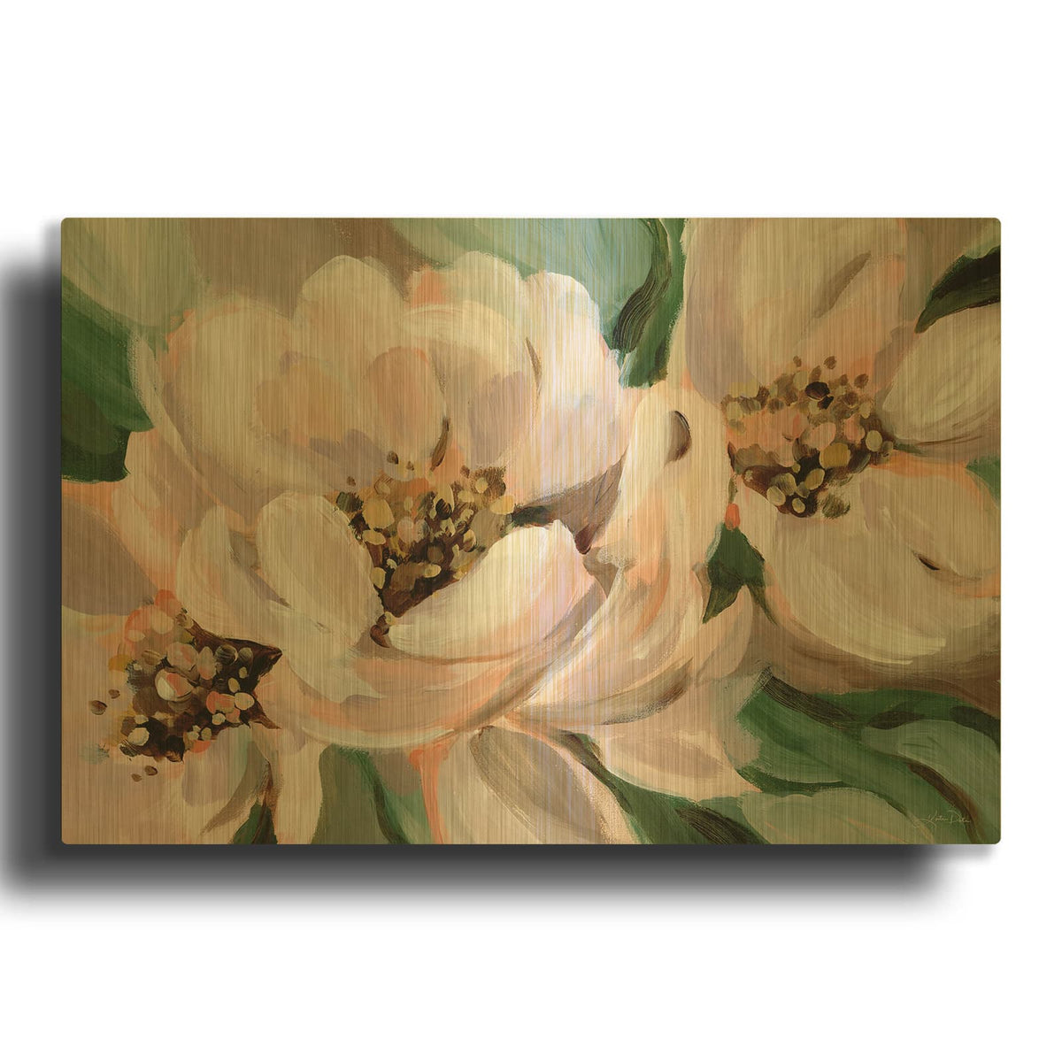 'Blush Peonies' By Katrina Pete Gold Metal Wall Art