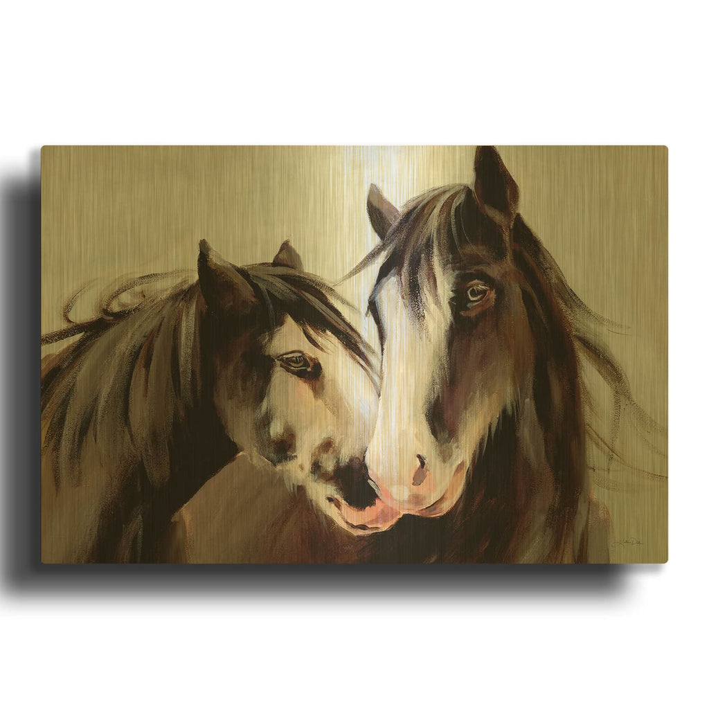 'Horse Pair' By Katrina Pete Gold Metal Wall Art