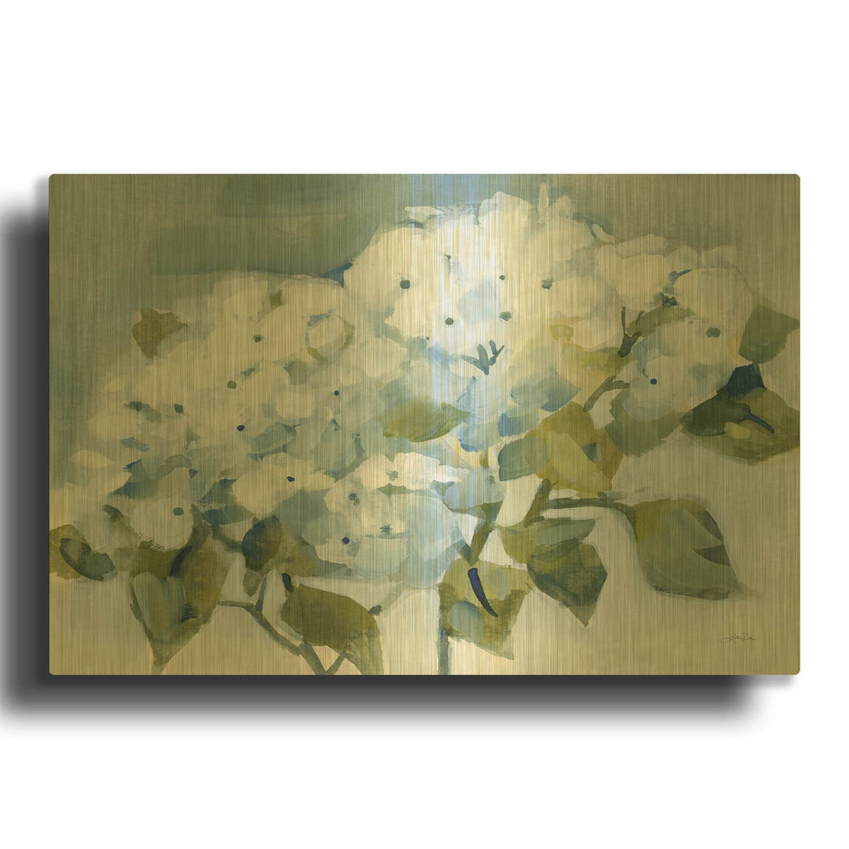 'Spring Cottage Hydrangeas' By Katrina Pete Gold Metal Wall Art