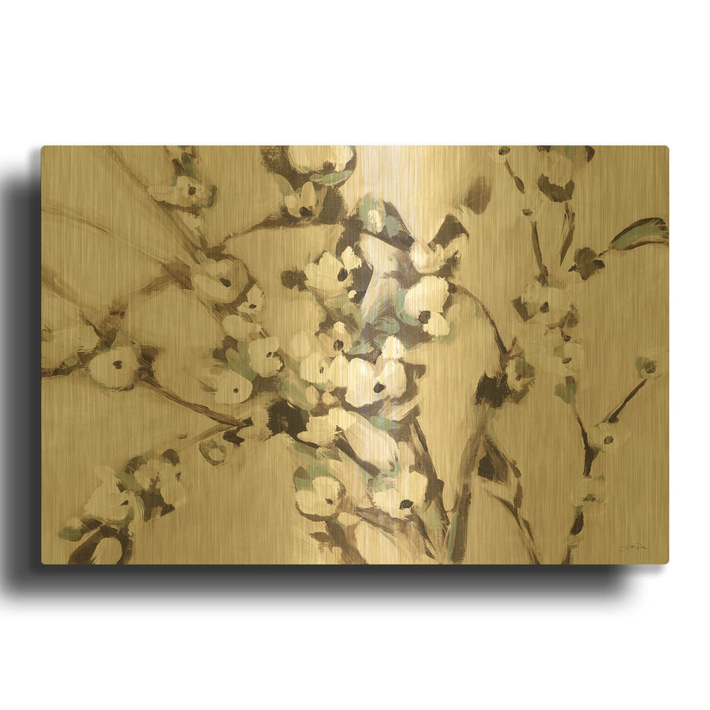 'Wild Floral Branches Neutral' By Katrina Pete Gold Metal Wall Art