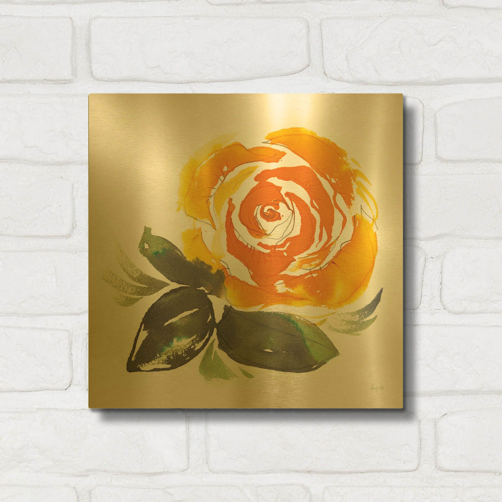 'Bold Roses 2' By Kristy Rice Gold Metal Wall Art