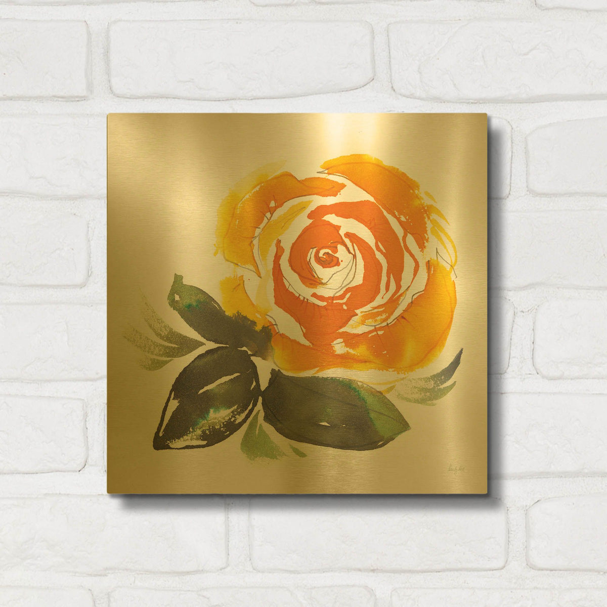 'Bold Roses 2' By Kristy Rice Gold Metal Wall Art