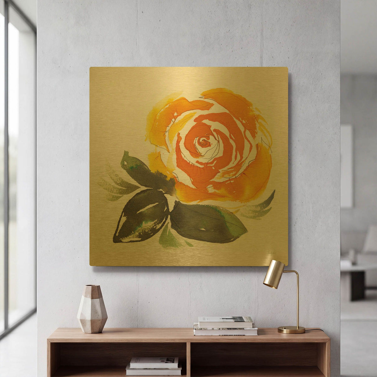 'Bold Roses 2' By Kristy Rice Gold Metal Wall Art