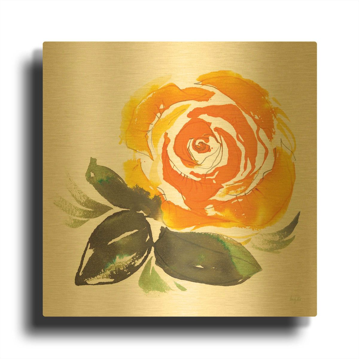 'Bold Roses 2' By Kristy Rice Gold Metal Wall Art