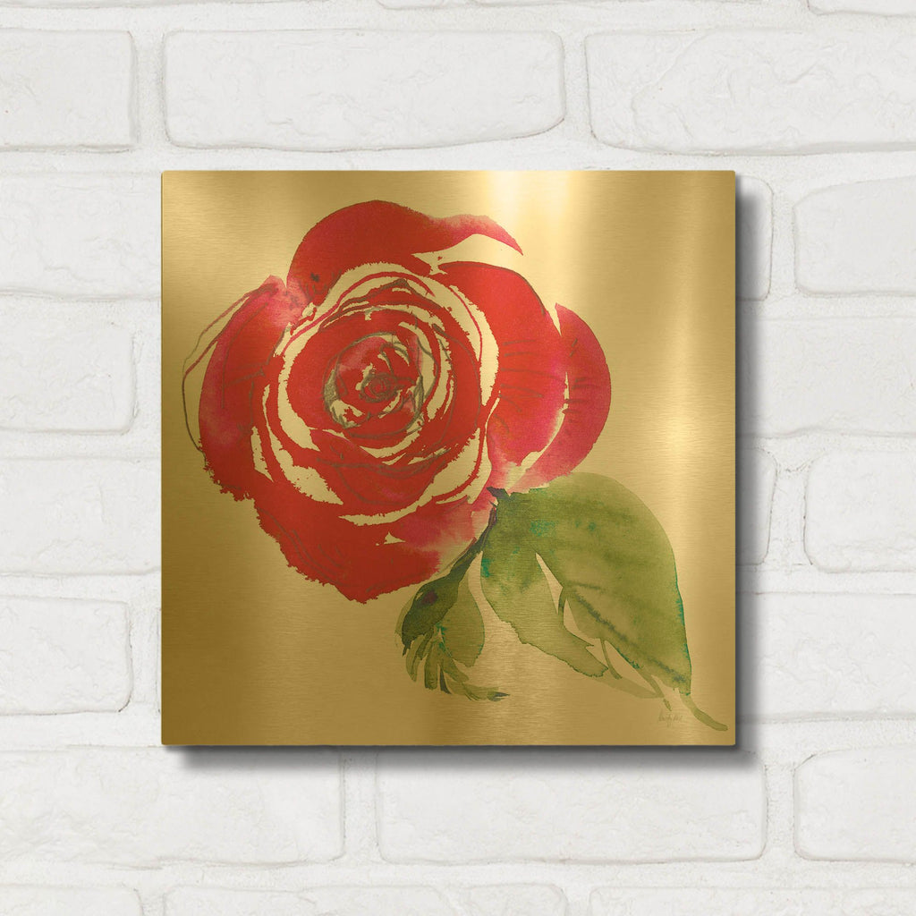 'Bold Roses 3' By Kristy Rice Gold Metal Wall Art