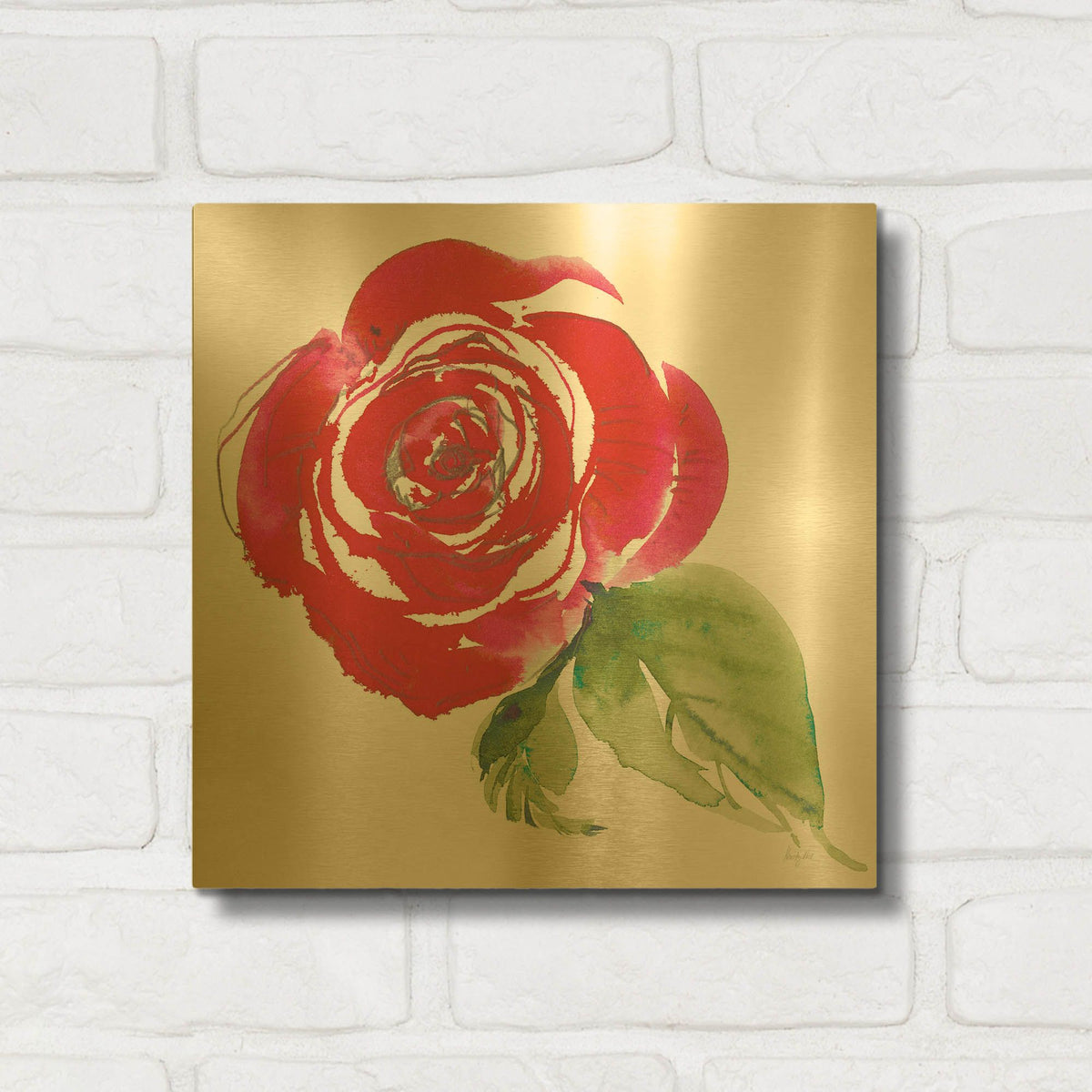 'Bold Roses 3' By Kristy Rice Gold Metal Wall Art