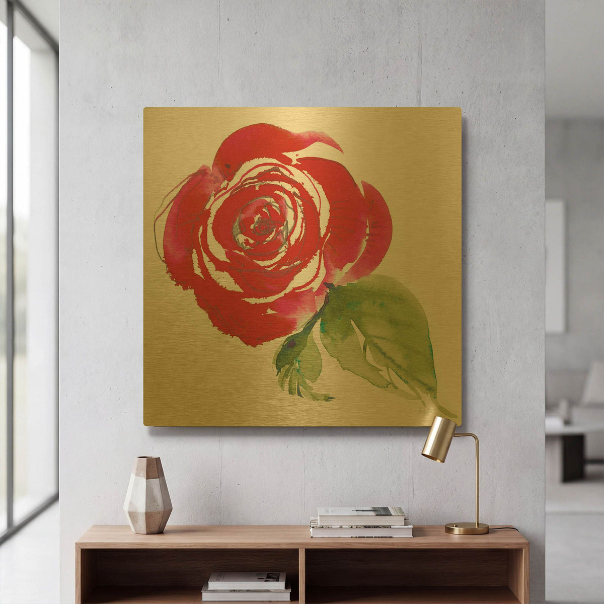 'Bold Roses 3' By Kristy Rice Gold Metal Wall Art