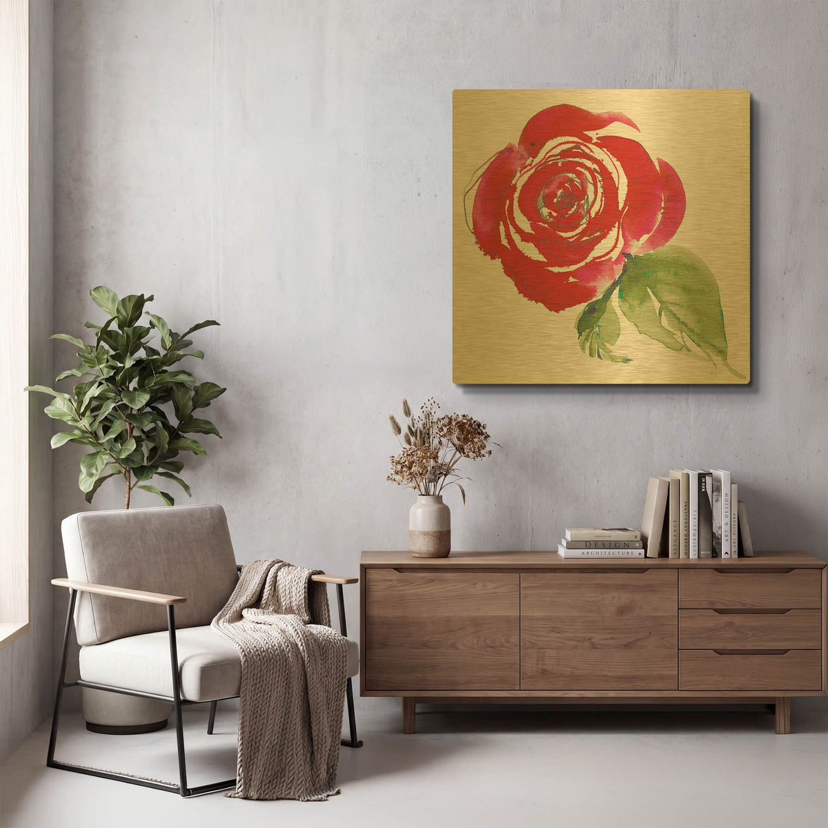 'Bold Roses 3' By Kristy Rice Gold Metal Wall Art