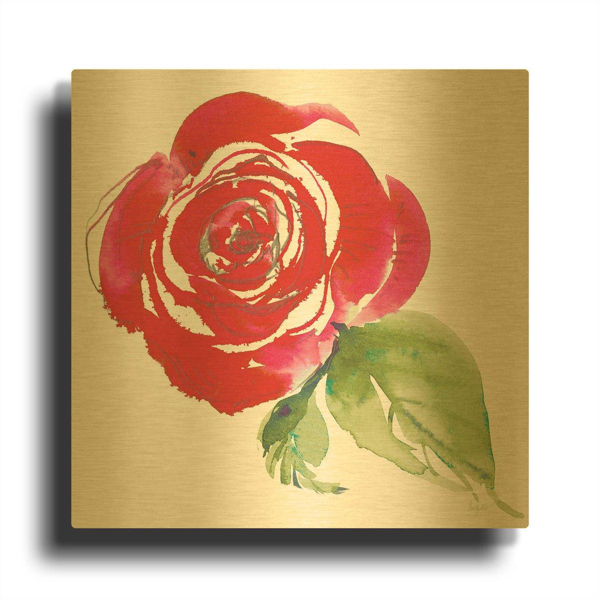 'Bold Roses 3' By Kristy Rice Gold Metal Wall Art
