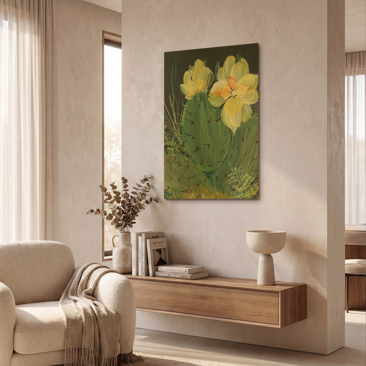 'Cactus 2' By Kristy Rice Gold Metal Wall Art