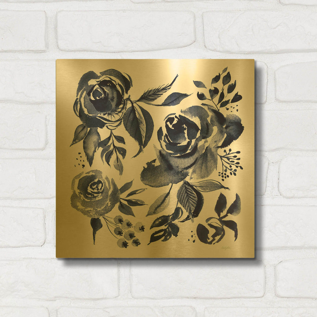 'Delft Delight 4 DB No Words' By Kristy Rice Gold Metal Wall Art