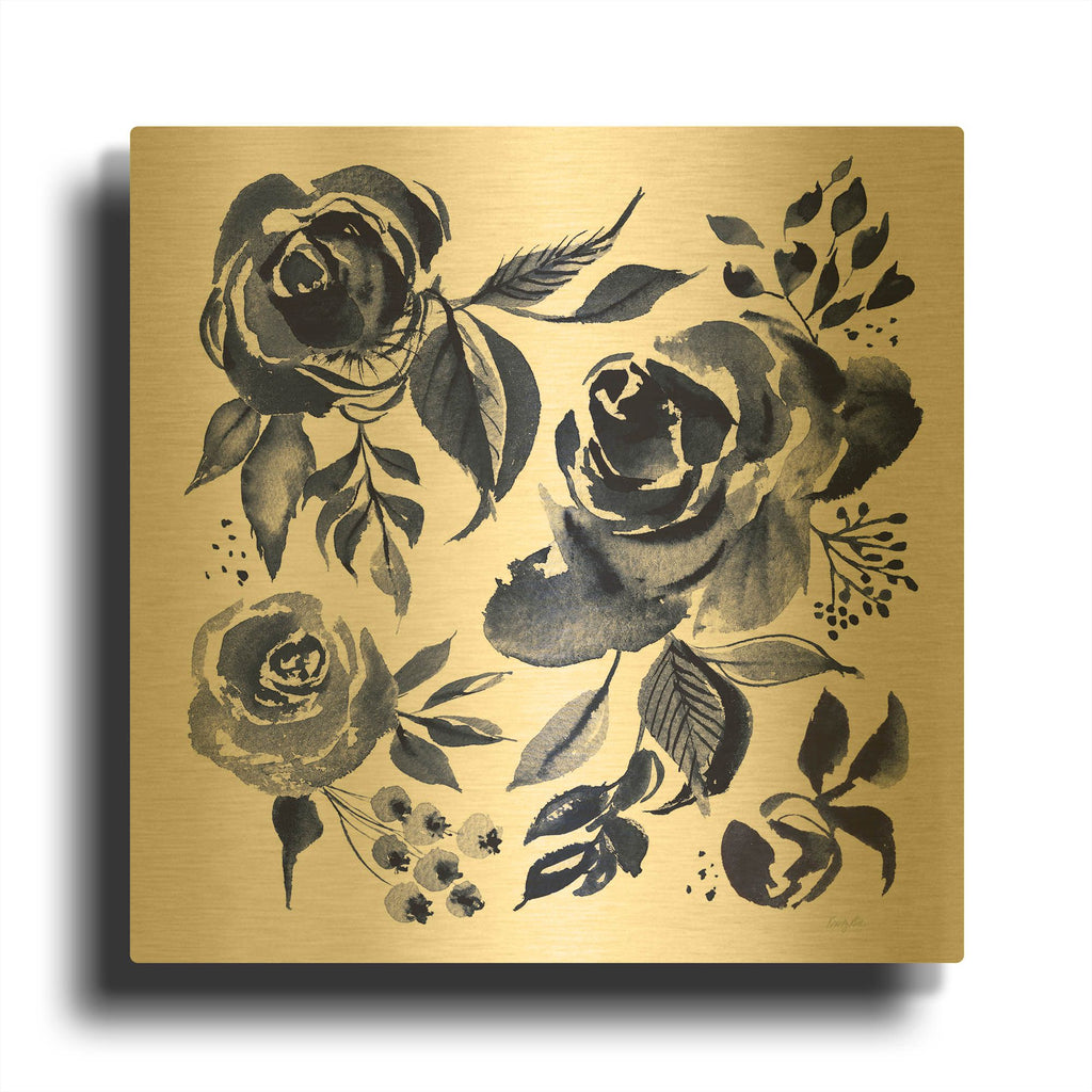 'Delft Delight 4 DB No Words' By Kristy Rice Gold Metal Wall Art
