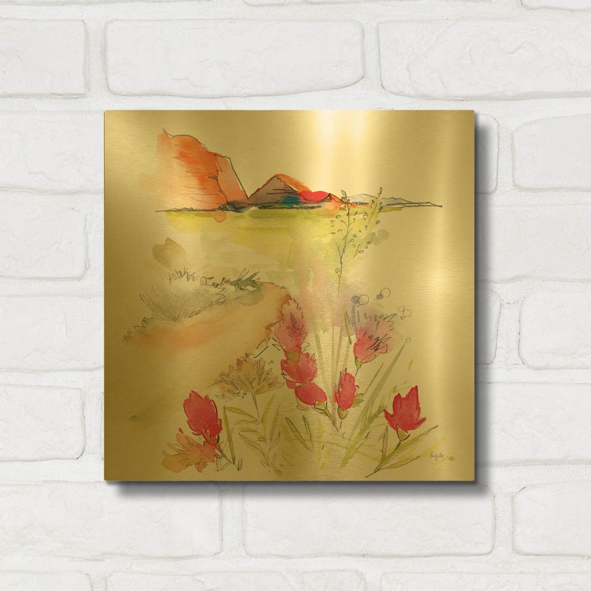 'Desert Blooming' By Kristy Rice Gold Metal Wall Art