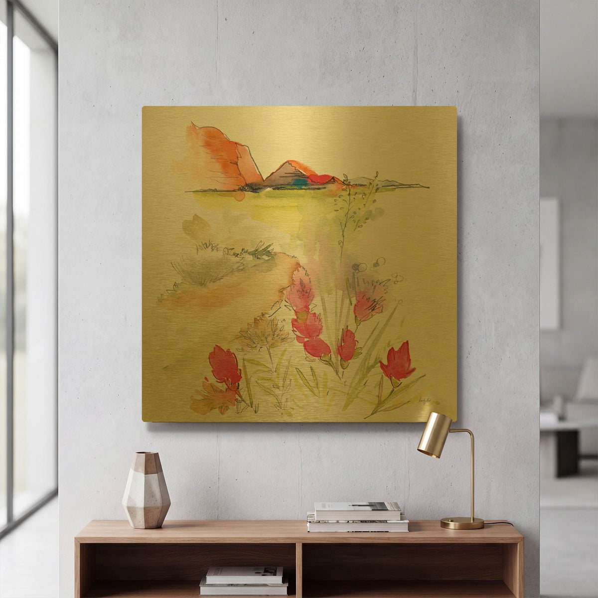 'Desert Blooming' By Kristy Rice Gold Metal Wall Art
