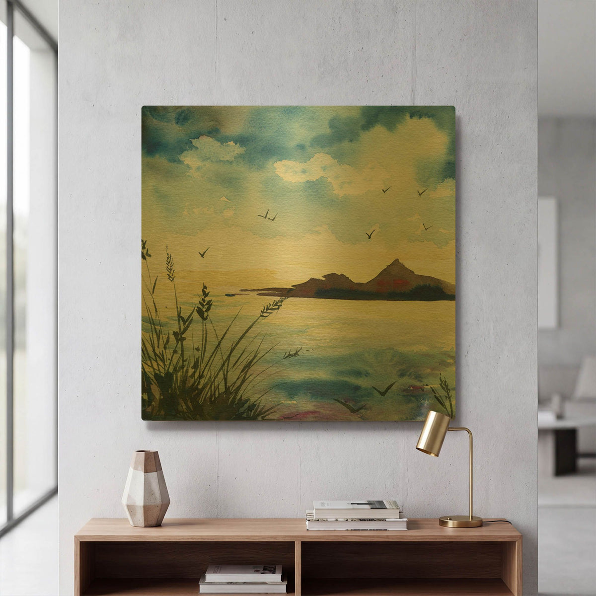 'Dusk' By Kristy Rice Gold Metal Wall Art