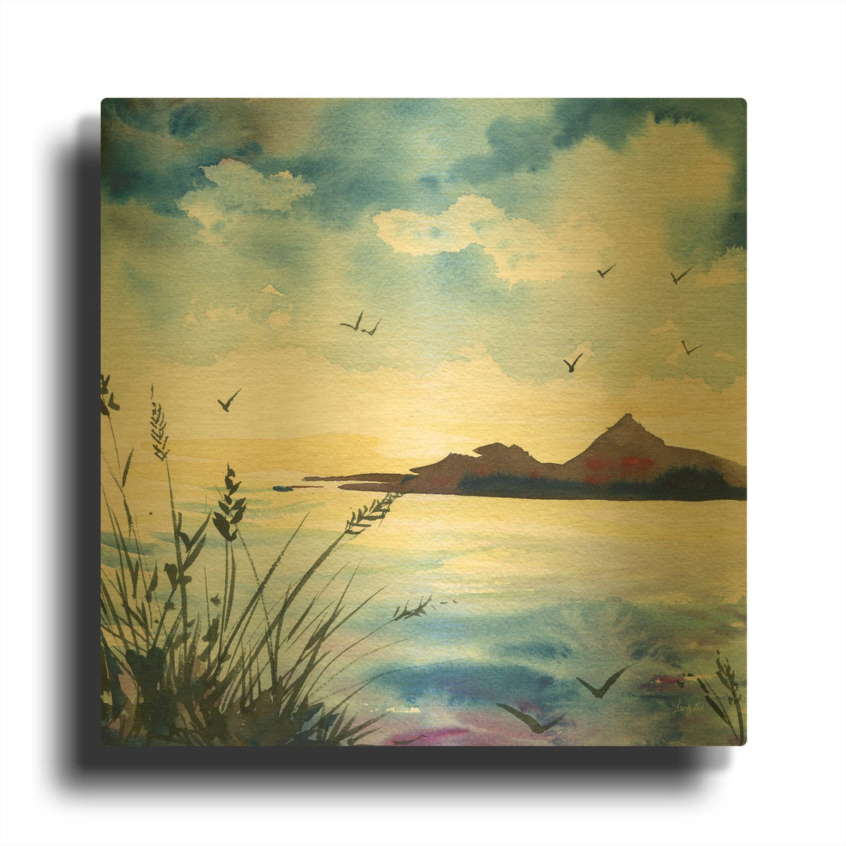 'Dusk' By Kristy Rice Gold Metal Wall Art