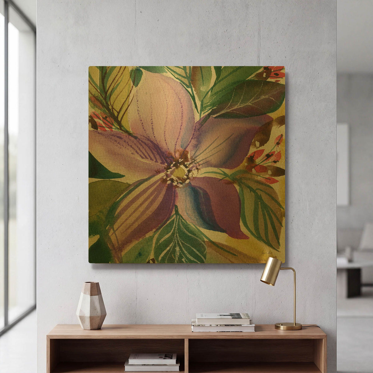 'Floral Burst 2' By Kristy Rice Gold Metal Wall Art