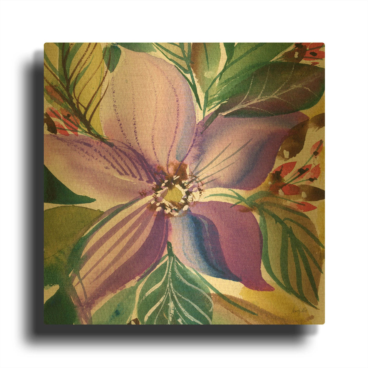 'Floral Burst 2' By Kristy Rice Gold Metal Wall Art