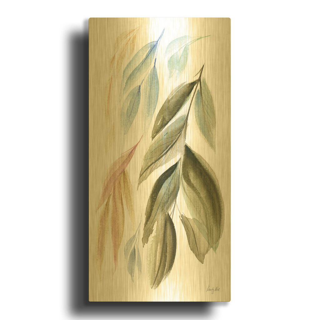 'Leafy Cascade' By Kristy Rice Gold Metal Wall Art