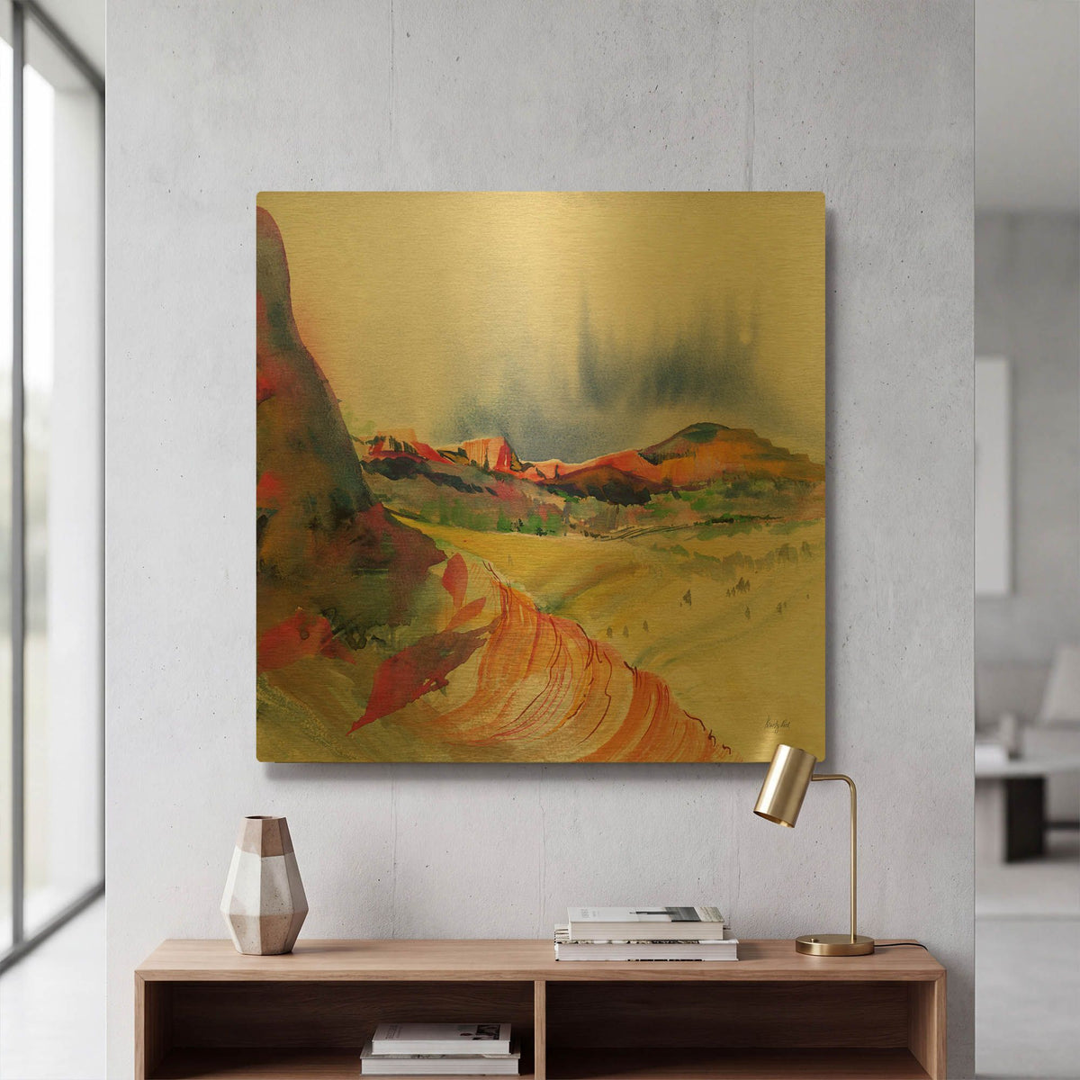 'Lookout Point' By Kristy Rice Gold Metal Wall Art