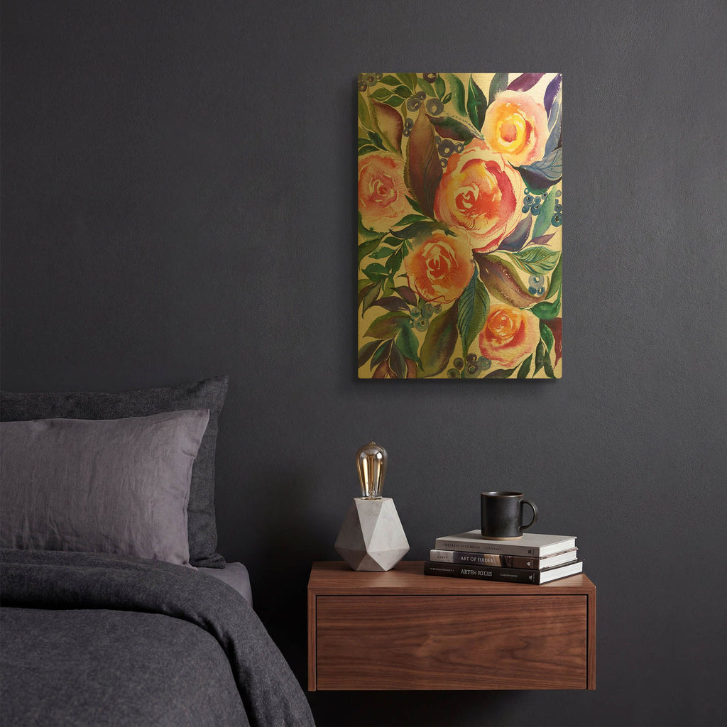'Rose Trio' By Kristy Rice Gold Metal Wall Art