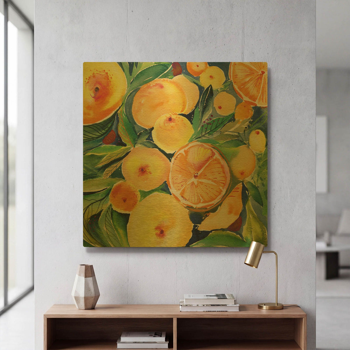 'Summery Citrus' By Kristy Rice Gold Metal Wall Art