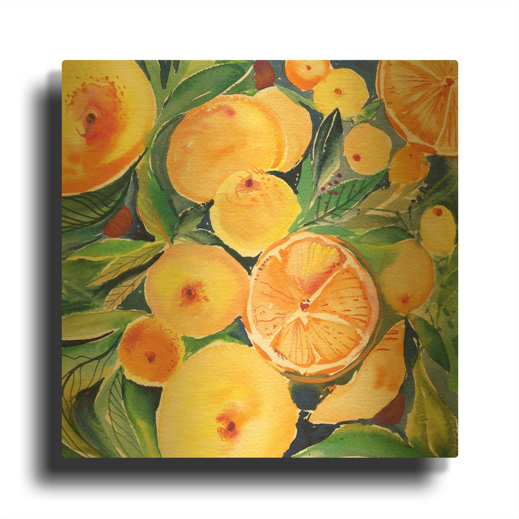 'Summery Citrus' By Kristy Rice Gold Metal Wall Art