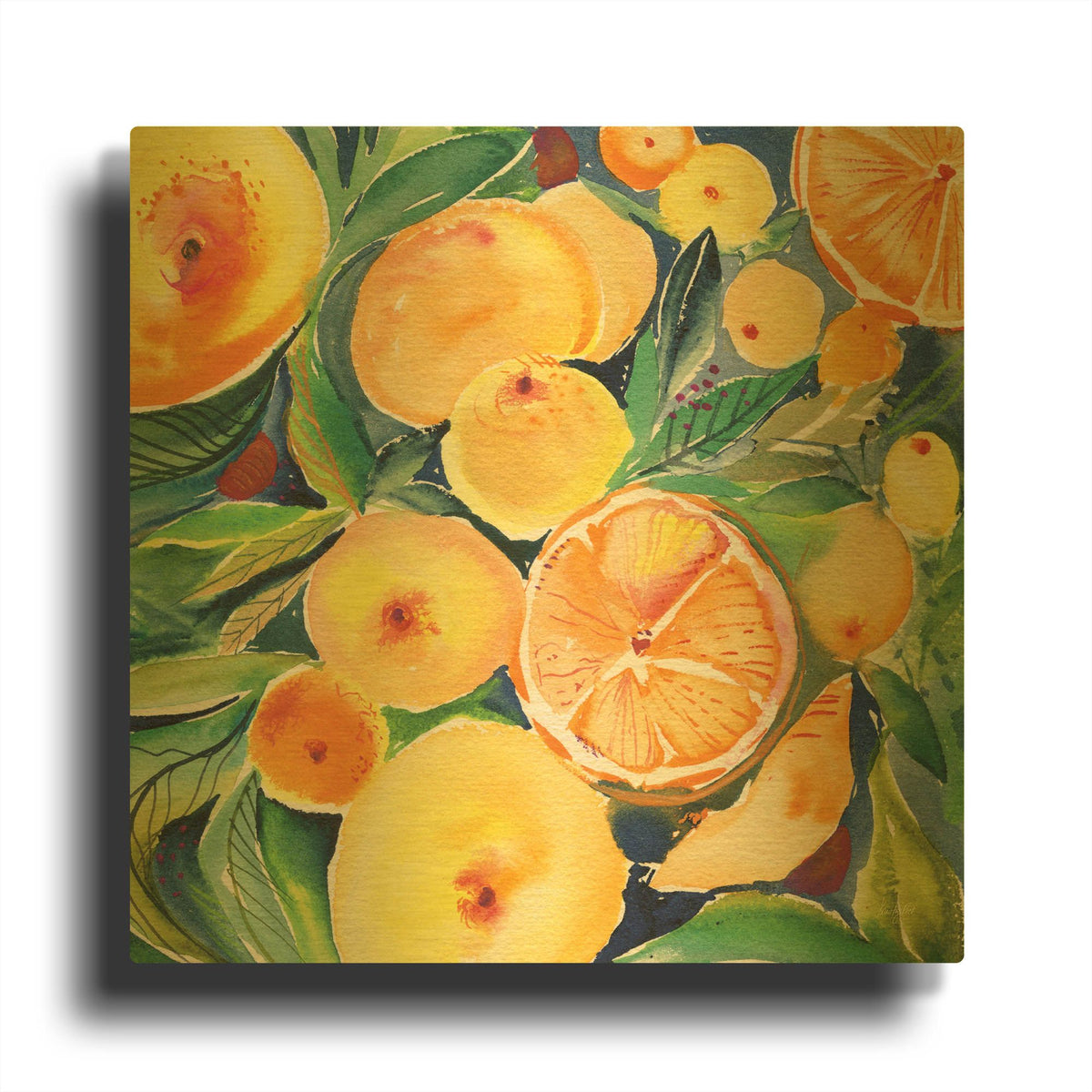 'Summery Citrus' By Kristy Rice Gold Metal Wall Art