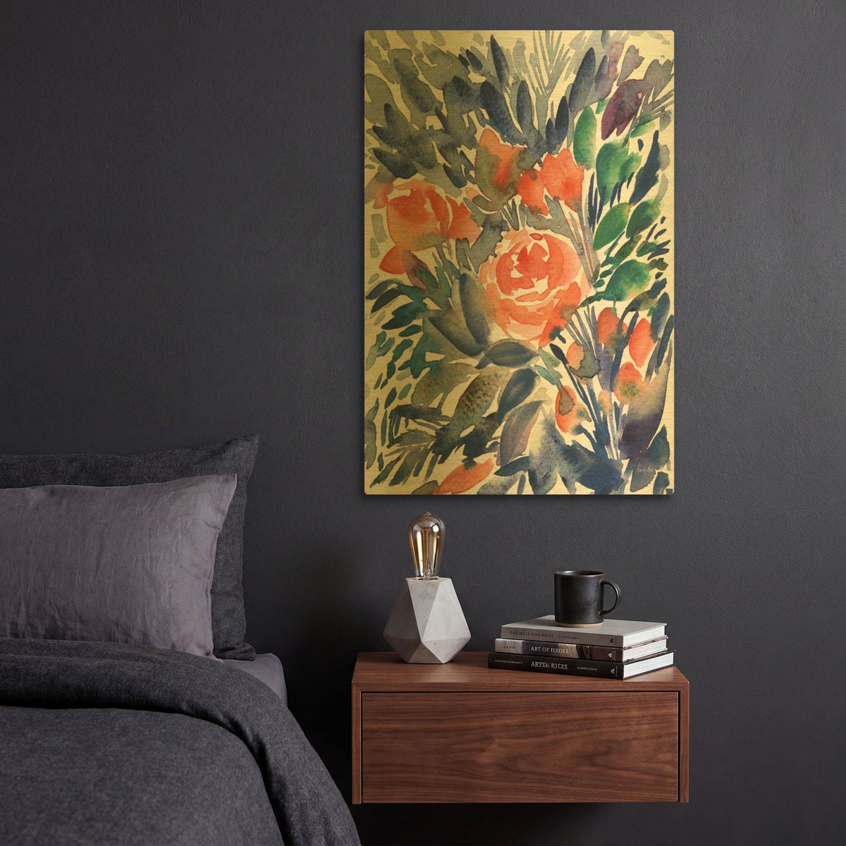 'Wild Blooms' By Kristy Rice Gold Metal Wall Art