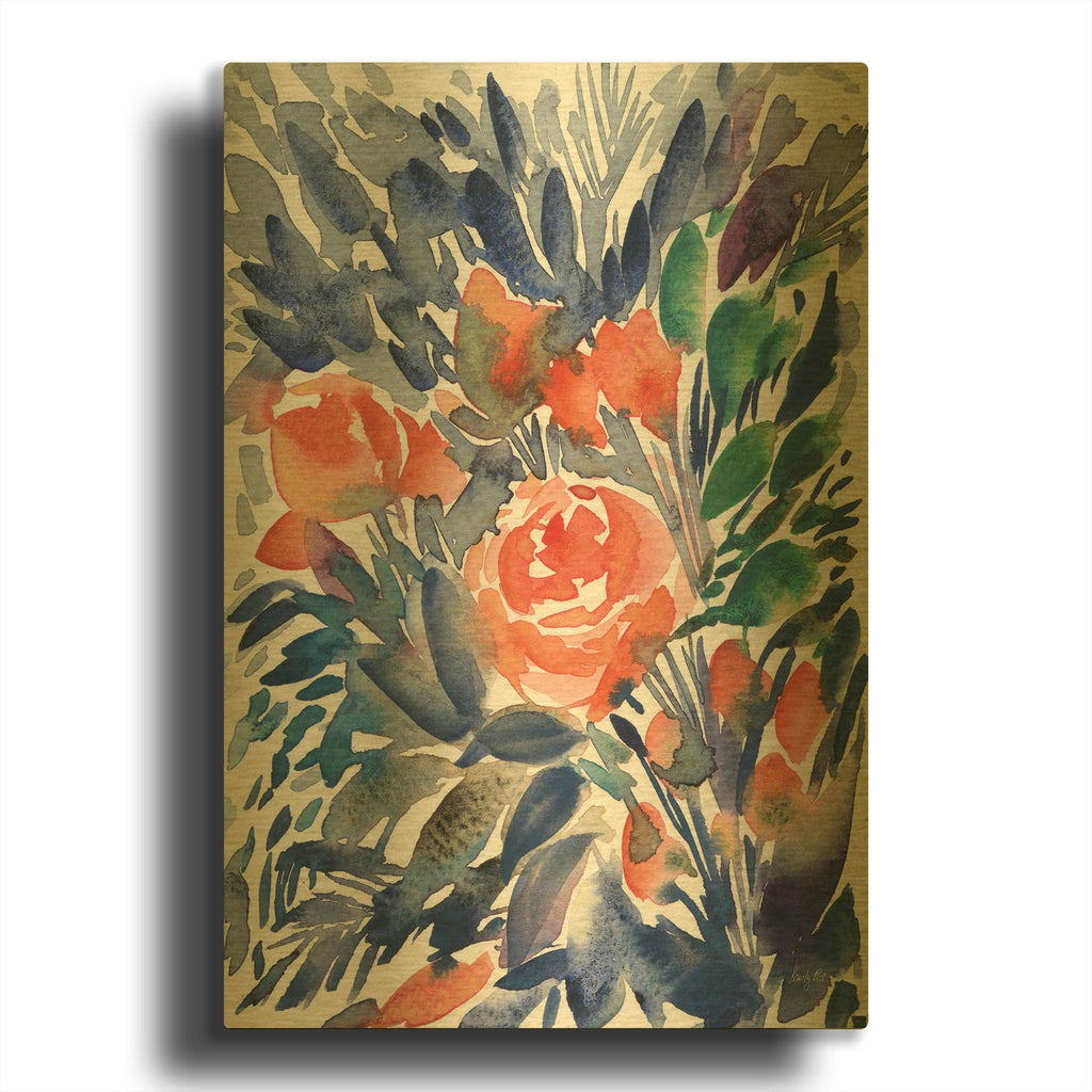 'Wild Blooms' By Kristy Rice Gold Metal Wall Art