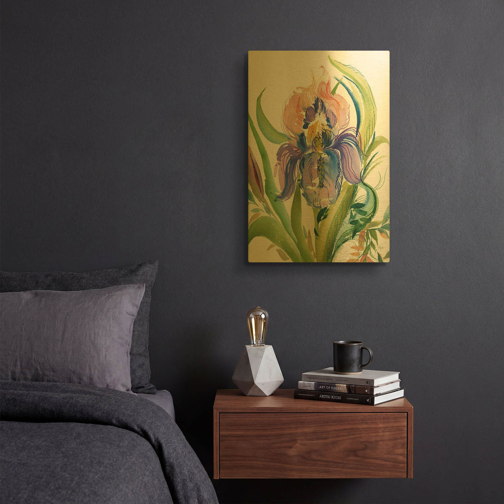 'Wild Iris' By Kristy Rice Gold Metal Wall Art