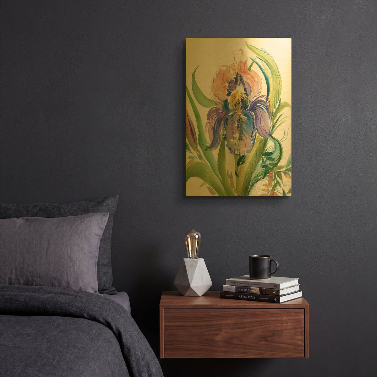 'Wild Iris' By Kristy Rice Gold Metal Wall Art