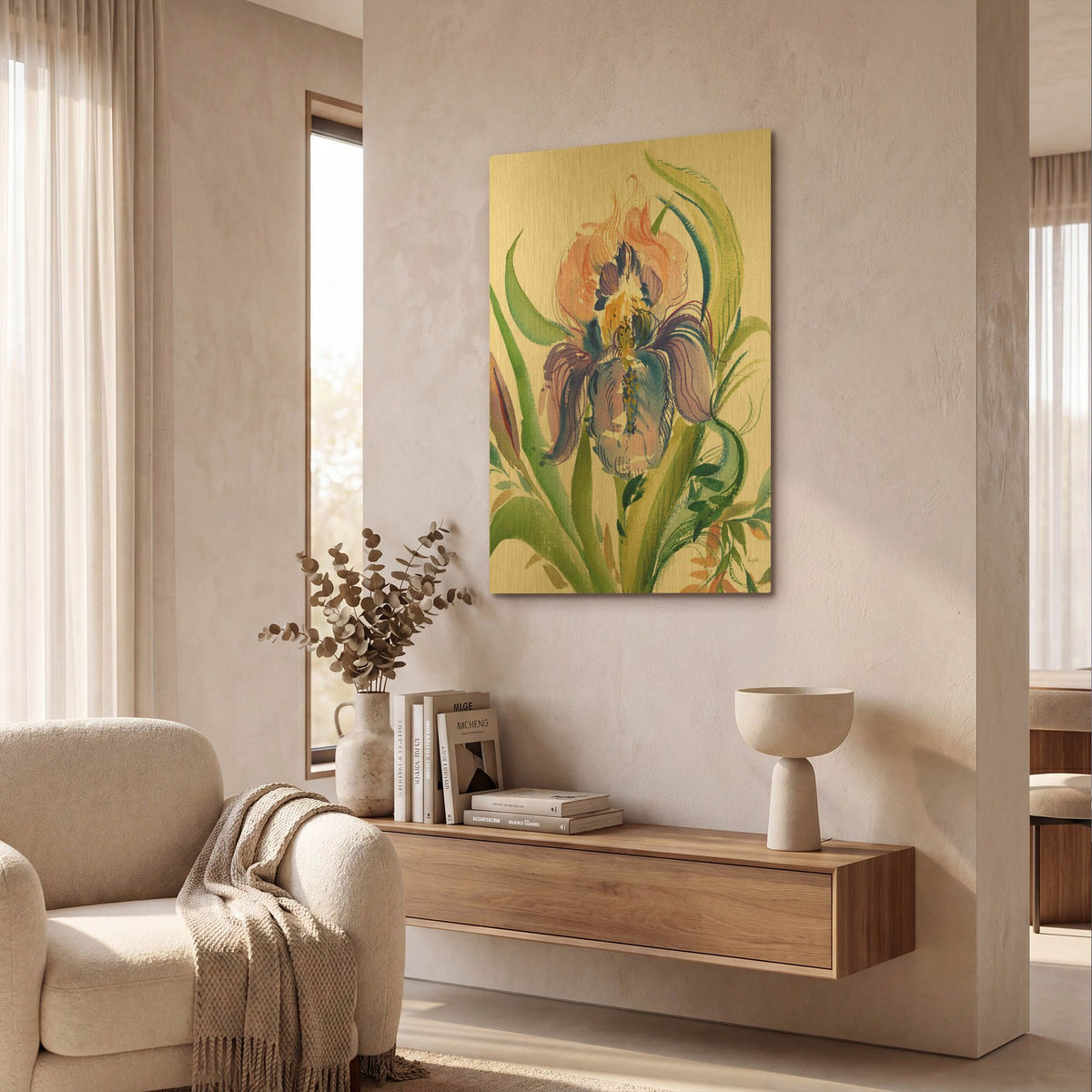 'Wild Iris' By Kristy Rice Gold Metal Wall Art