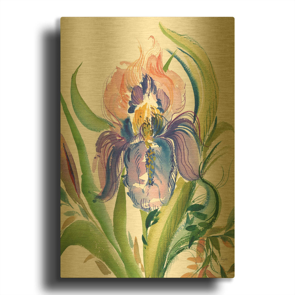 'Wild Iris' By Kristy Rice Gold Metal Wall Art