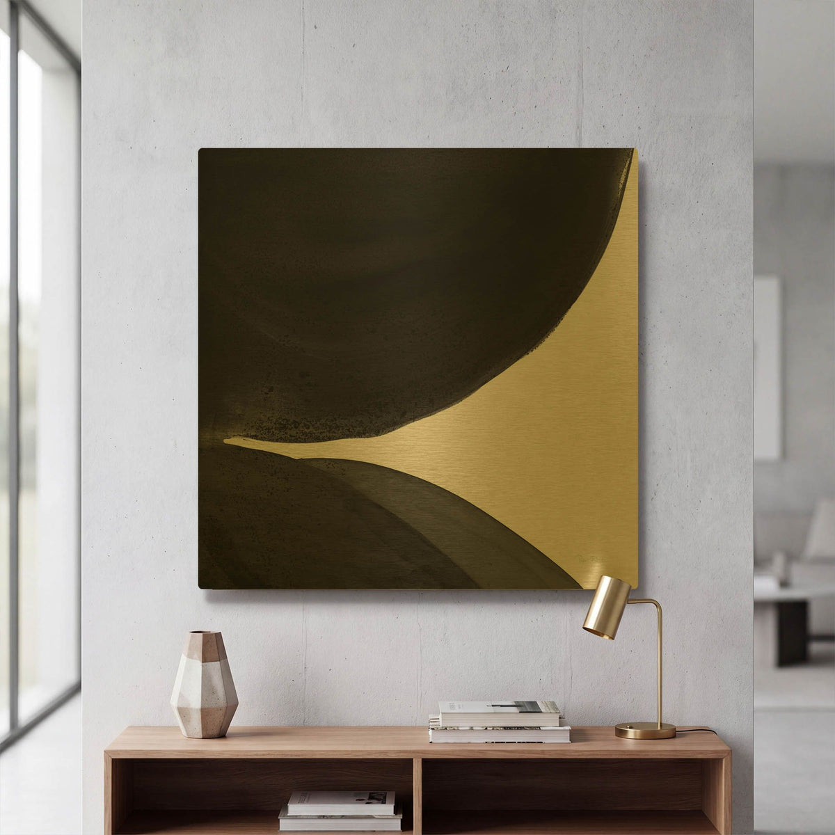 'Black and White Pools 2' By Piper Rhue Gold Metal Wall Art