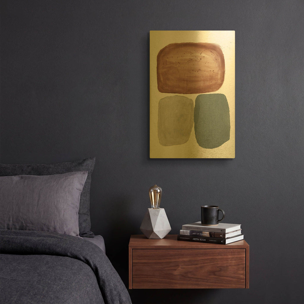 'Dark Graystone' By Piper Rhue Gold Metal Wall Art