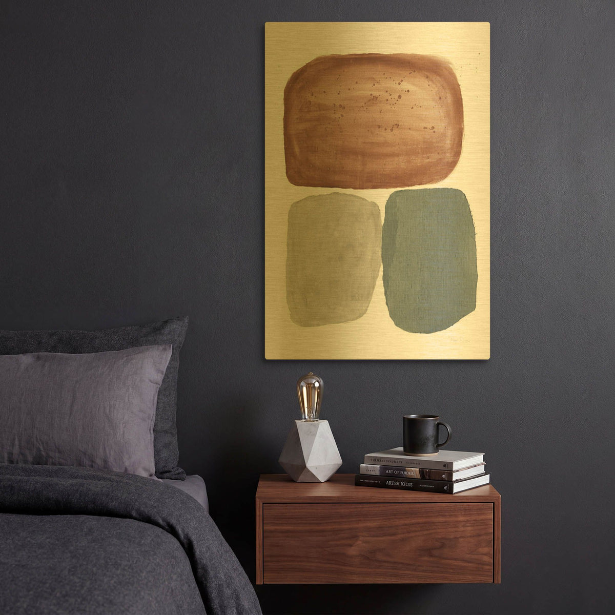 'Dark Graystone' By Piper Rhue Gold Metal Wall Art