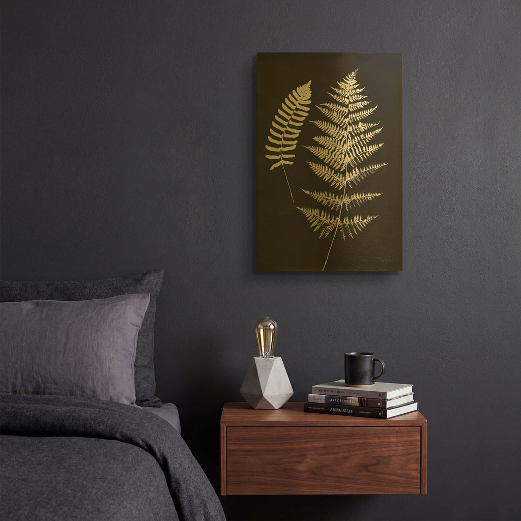 'Nature by the Lake Ferns 5 Black' By Piper Rhue Gold Metal Wall Art