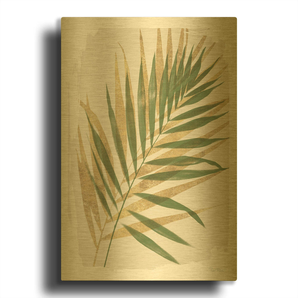 'Nature By the Lake Frond 1 Shadows' By Piper Rhue Gold Metal Wall Art