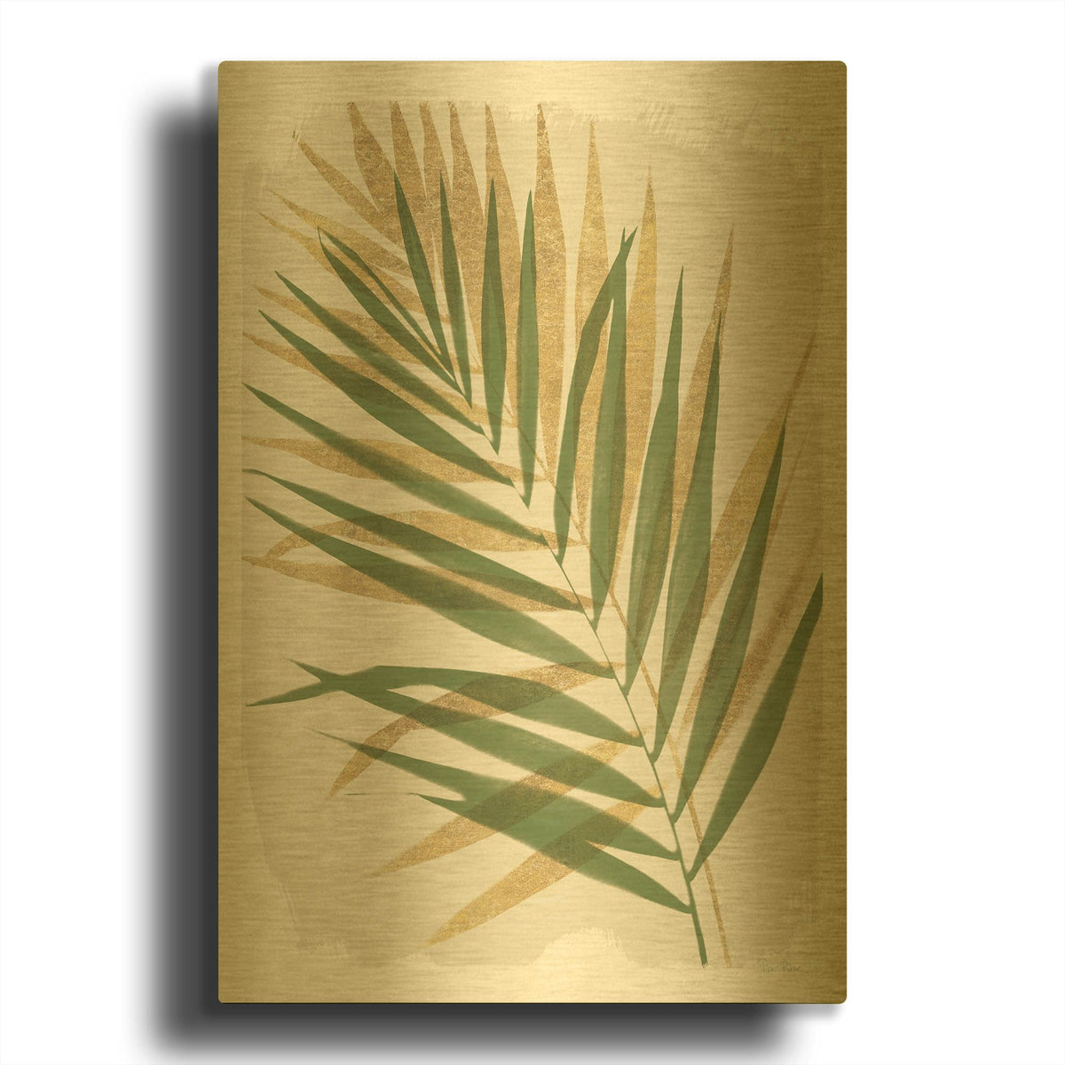 'Nature By the Lake Frond 2 Shadows' By Piper Rhue Gold Metal Wall Art