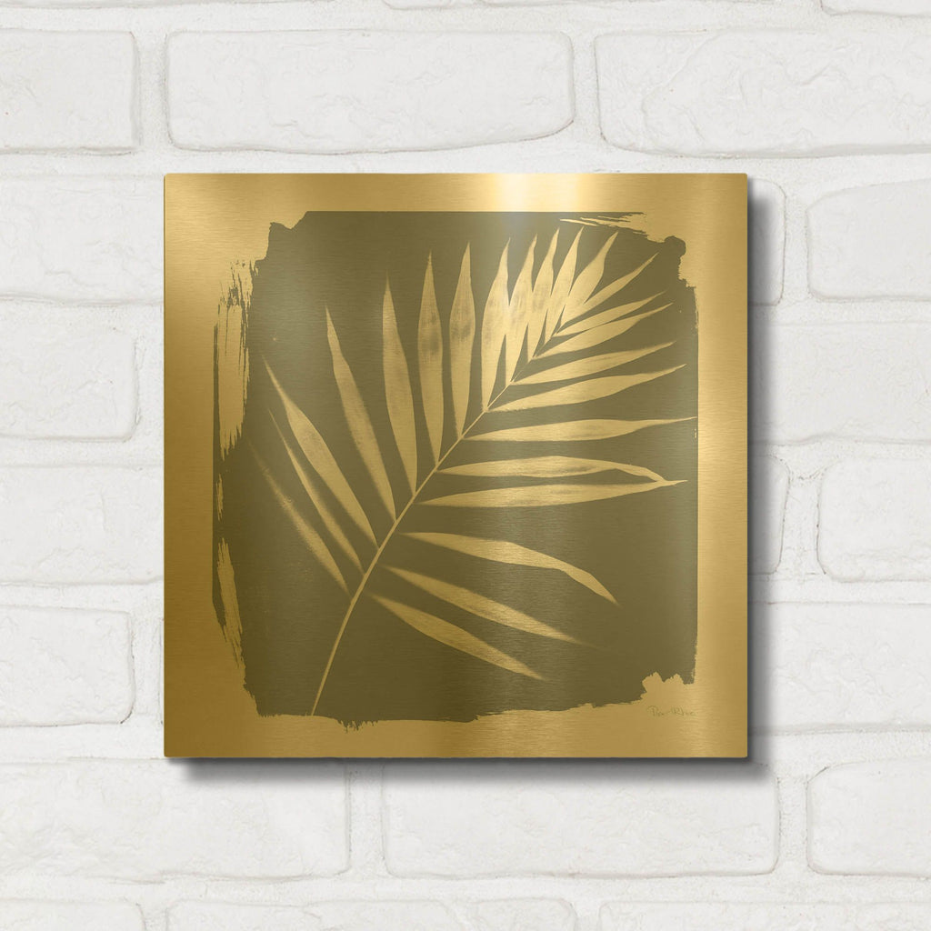 'Nature by the Lake Frond 2 Sq Natural' By Piper Rhue Gold Metal Wall Art